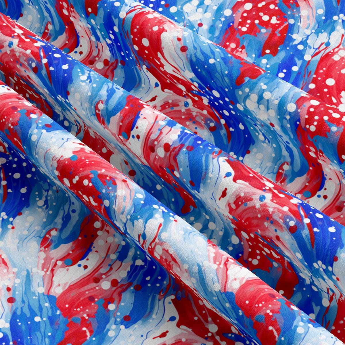 a red, white and blue fabric with red, white, and blue swirls