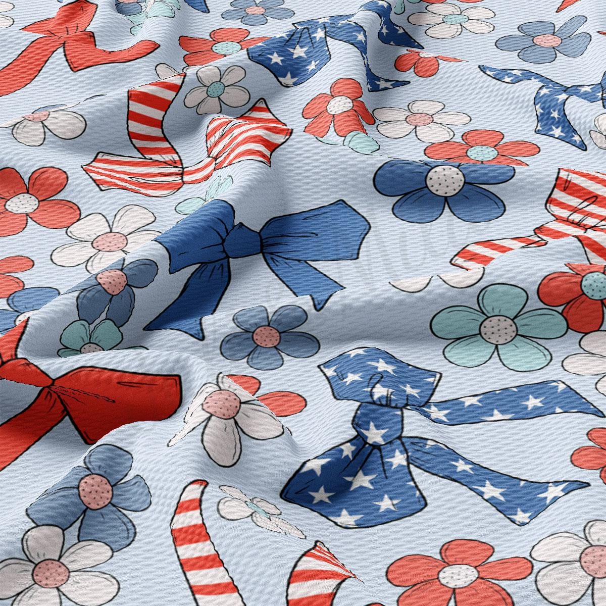 an american flag and flowers on a blue background