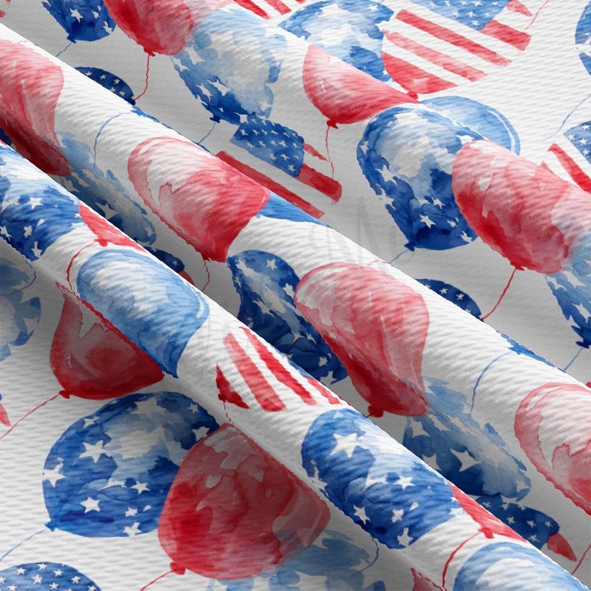 a patriotic background with red, white and blue balloons