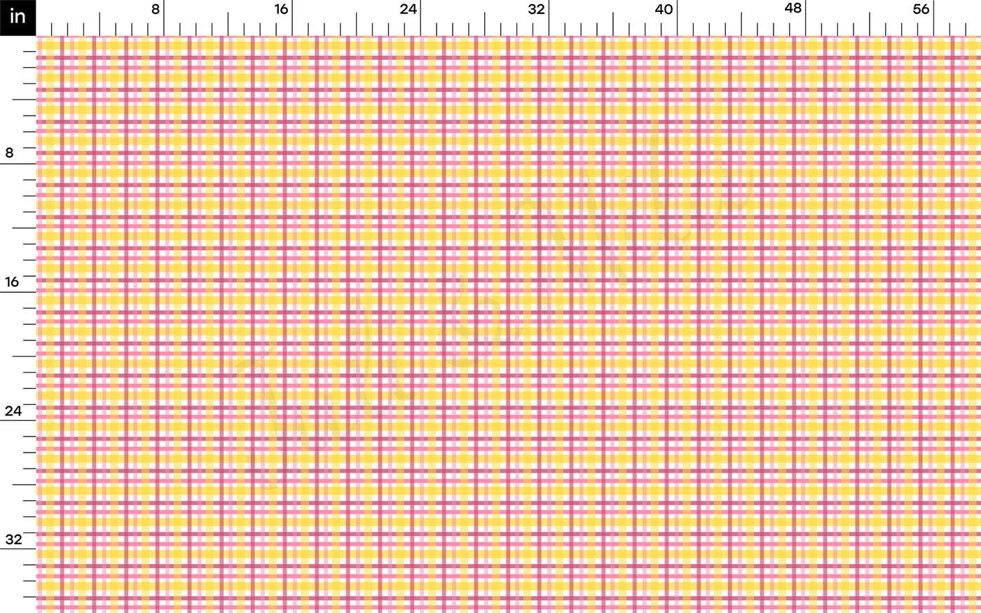 a yellow and pink plaid pattern on a white background
