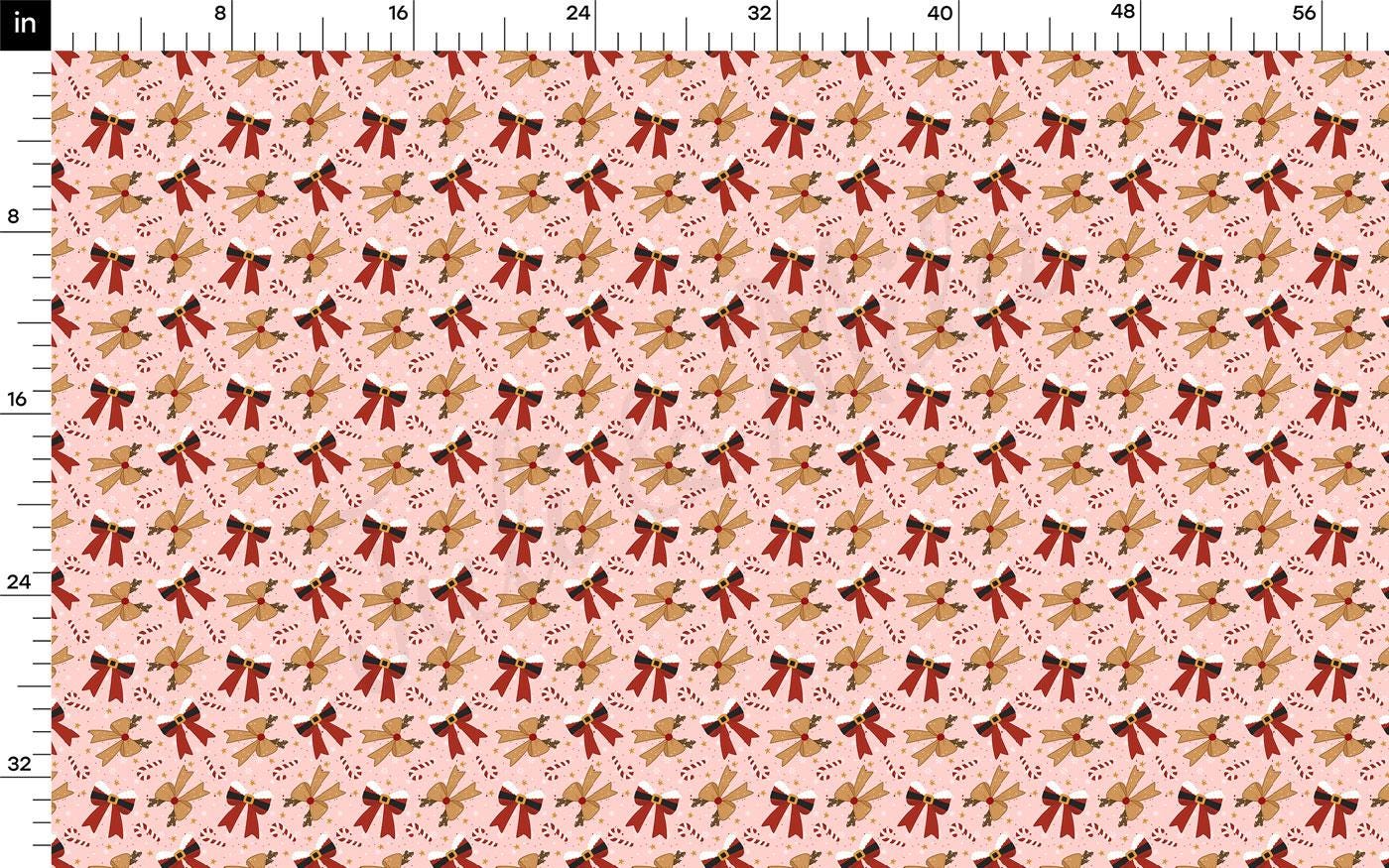 a repeating pattern of pink and red bows on a white background.