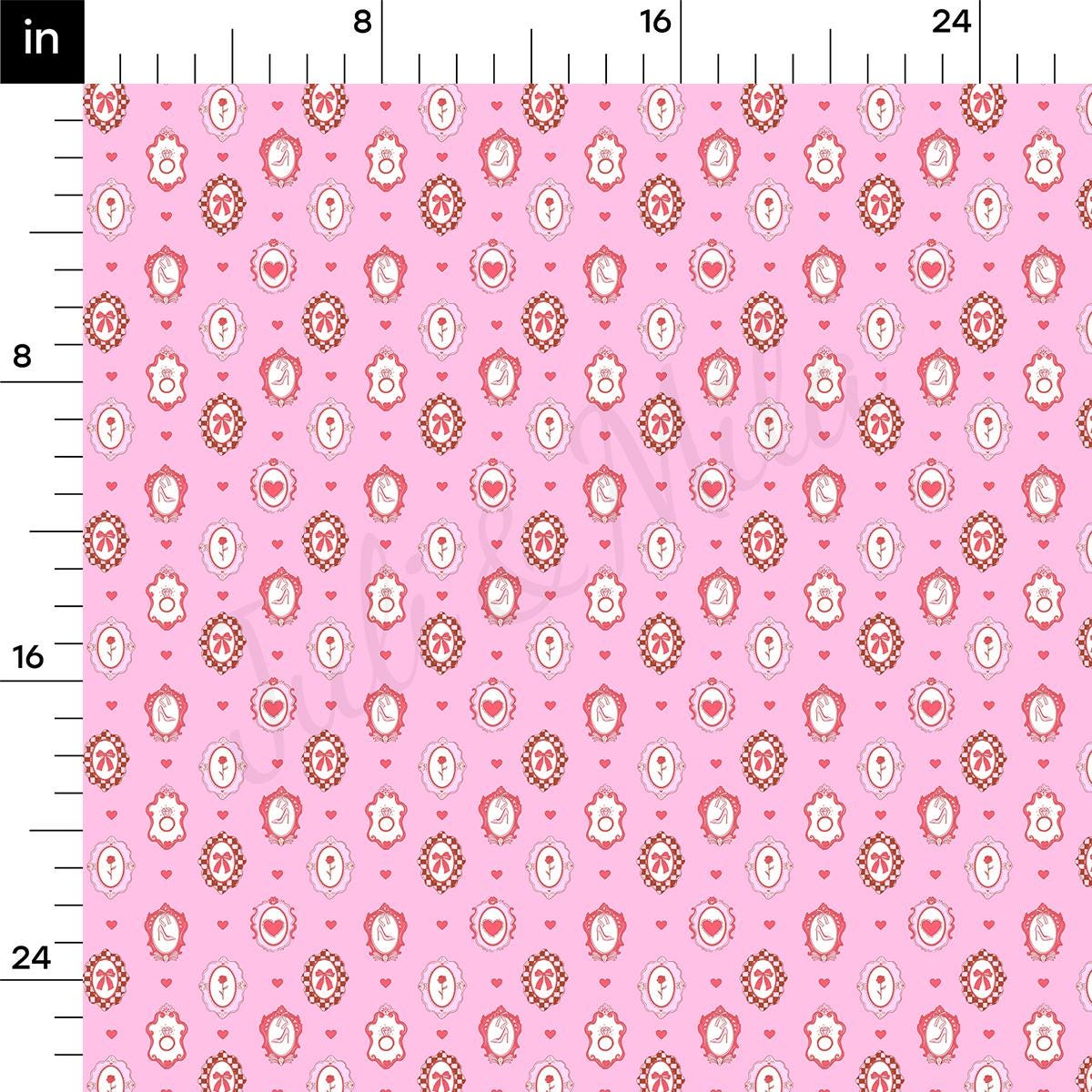 a pink background with hearts and flowers on it