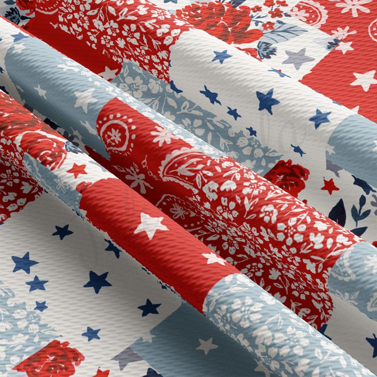 red, white and blue stars and snowflakes on a white background