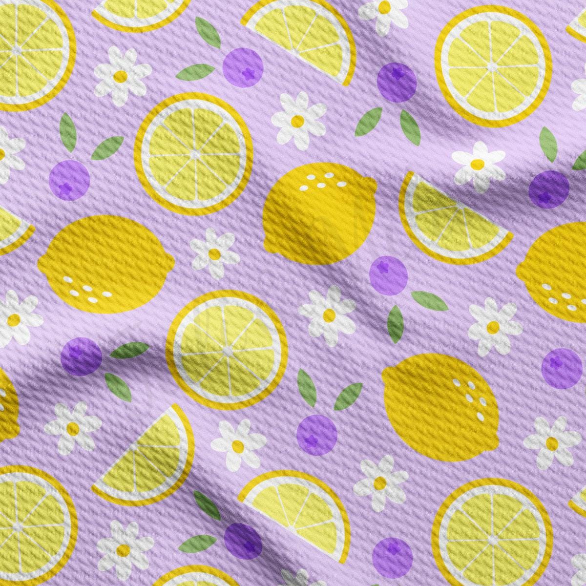 a pattern of lemons on a purple background