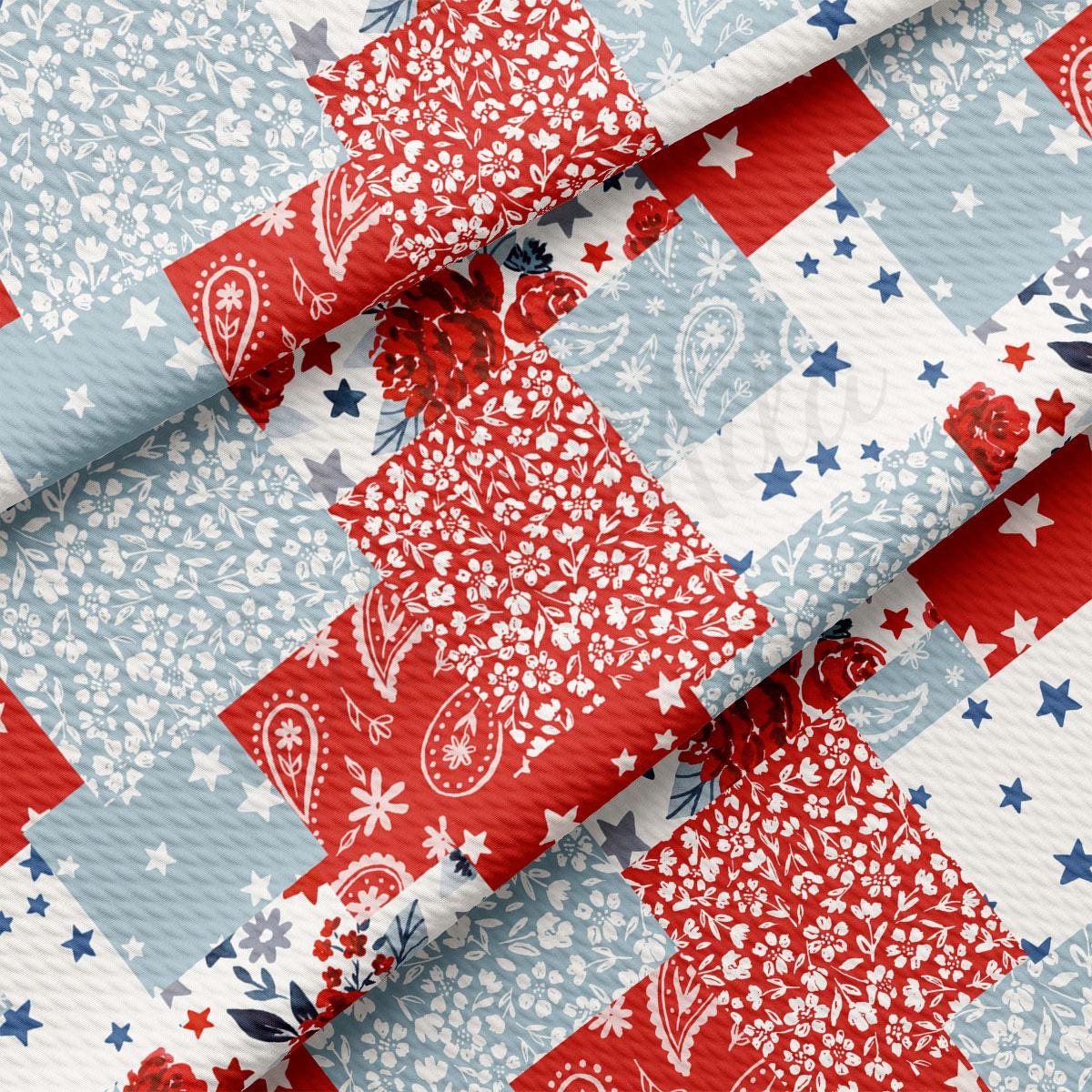 a red, white and blue quilt with stars on it