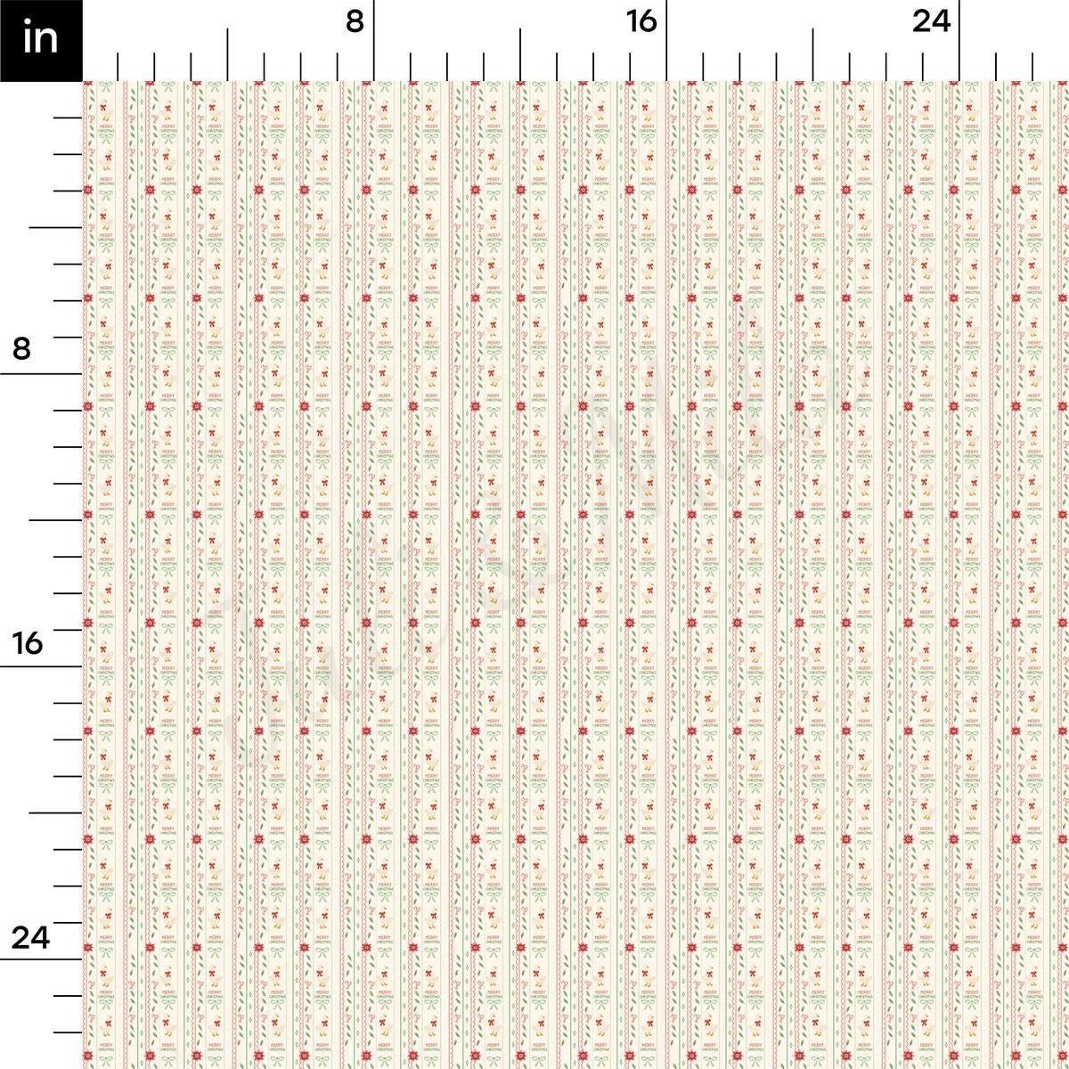 The image is a repeating pattern of a green and white design with red dots, arranged in a grid-like fashion. The pattern is composed of vertical lines and dots, creating a visually appealing and symmetrical design. The image does not contain any text or other discernible objects or actions.