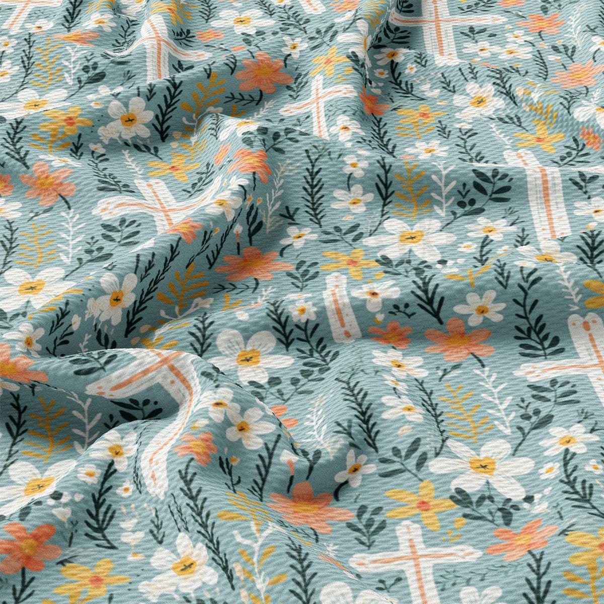 a close up of a fabric with flowers on it
