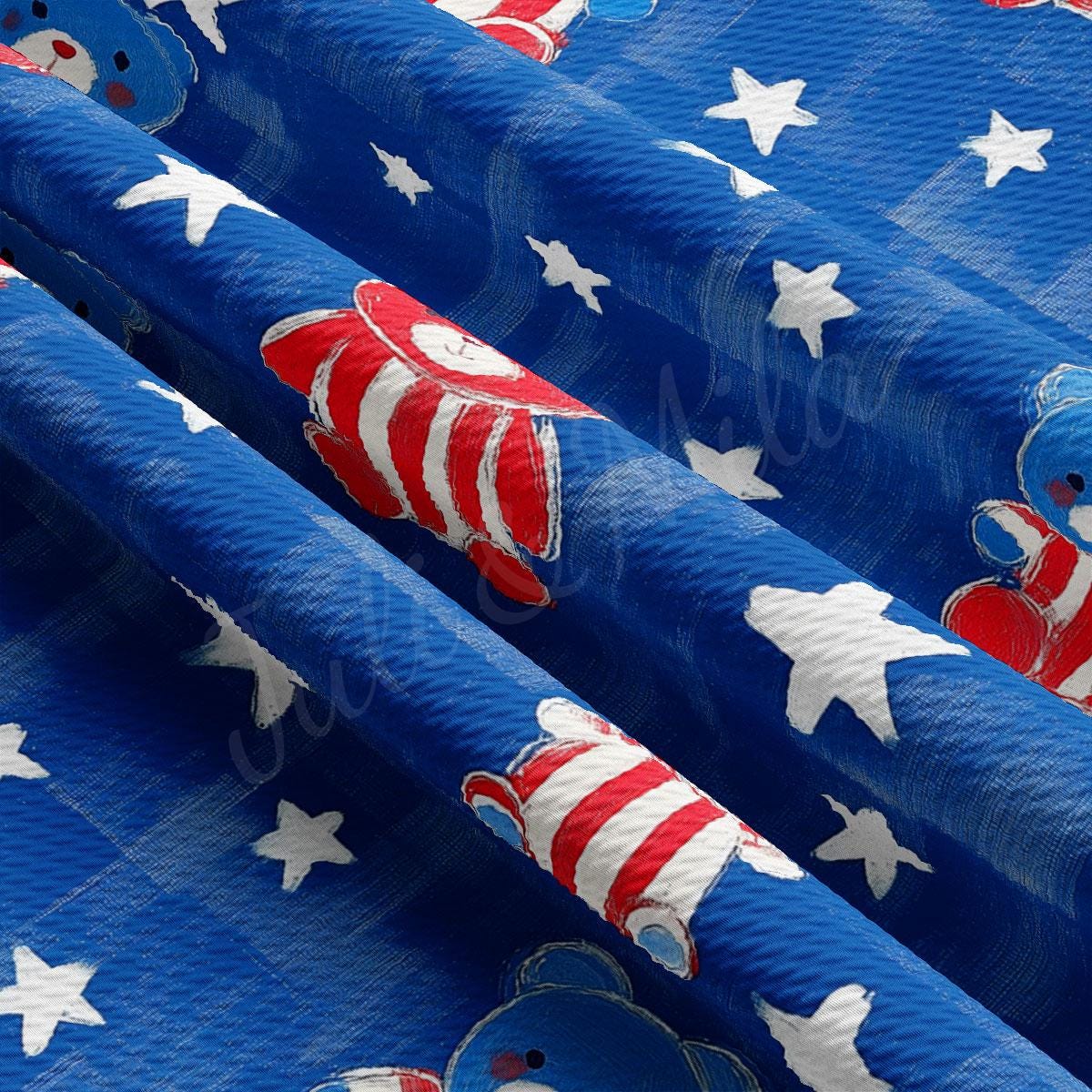 a blue background with red, white and blue stars