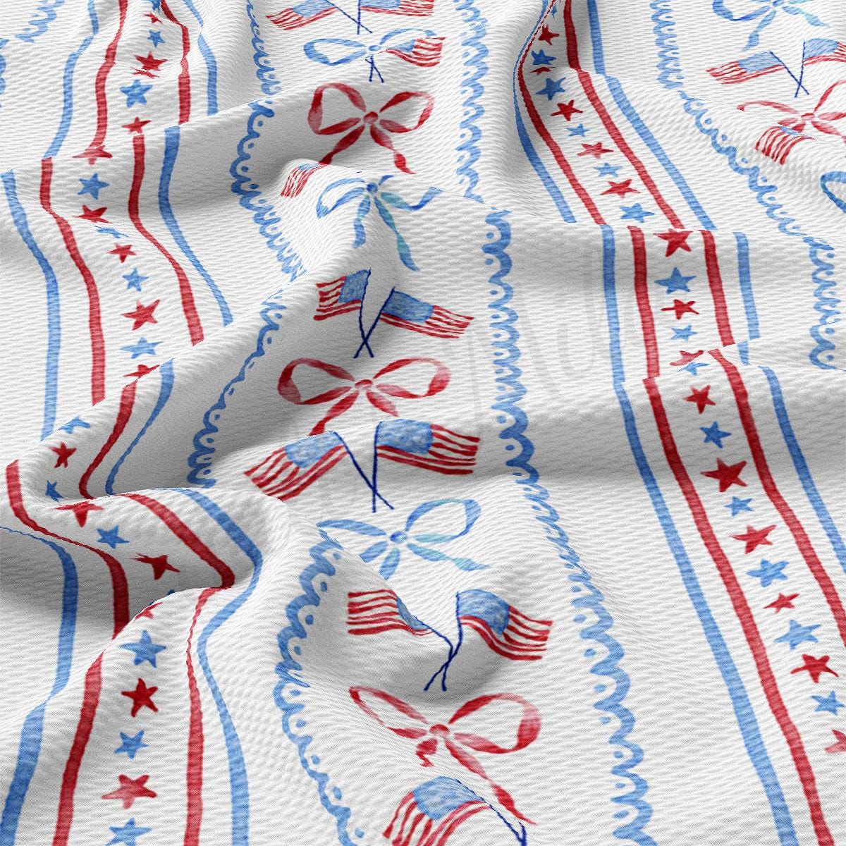 a red, white and blue fabric with stars and stripes