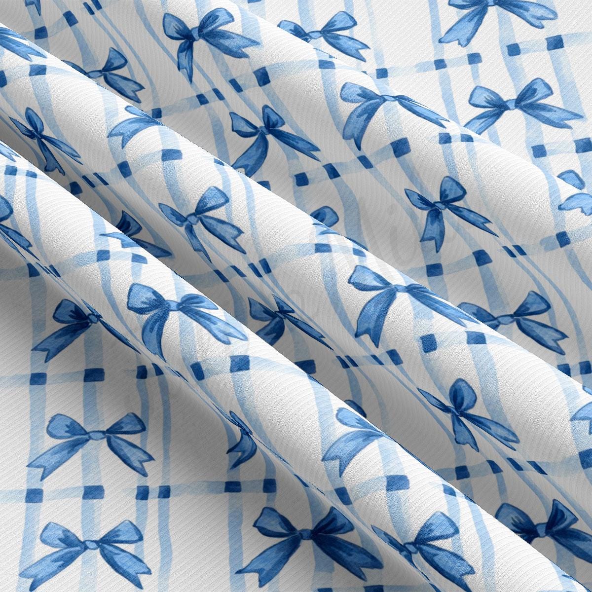 a close up of a blue and white checkered fabric