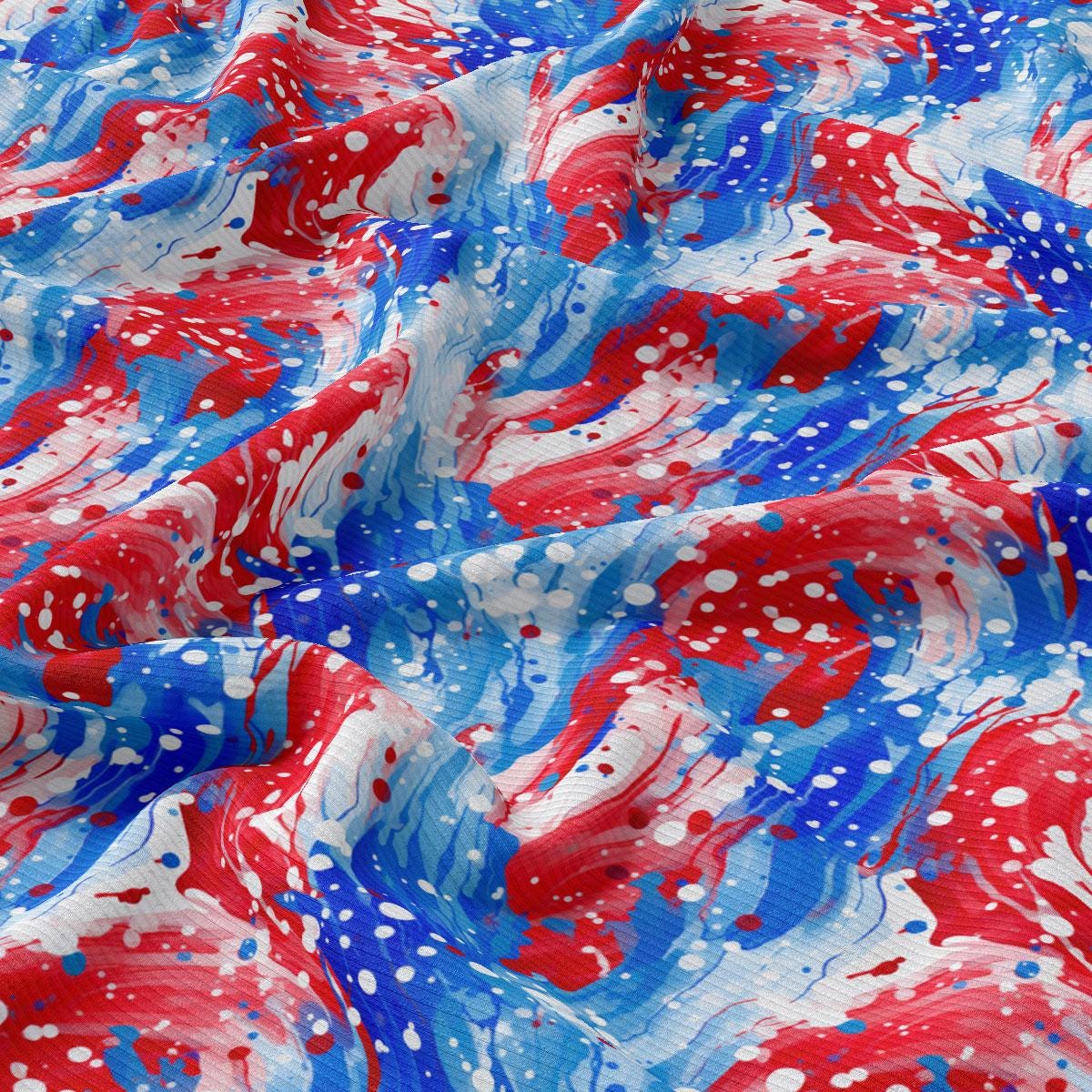 a red, white, and blue fabric with red, white, and blue paint