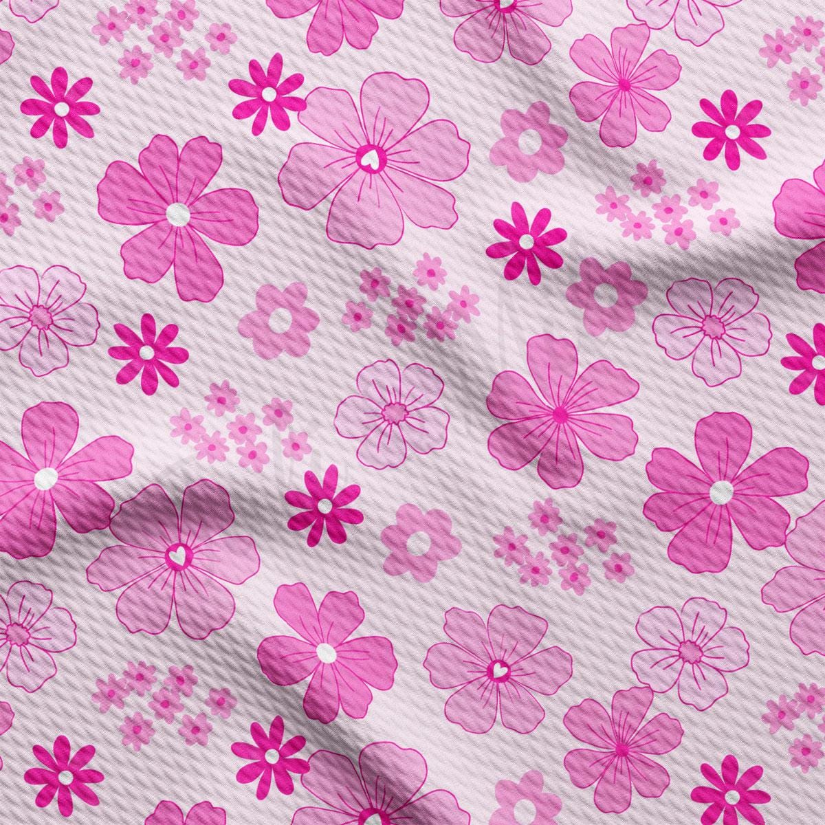 a pink and white flower pattern on a white background