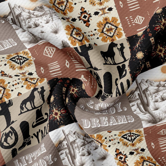 The image is a collage of various desert-themed images, including silhouettes of animals, cacti, and mountains, along with the text &quot;Little Boy&quot; and &quot;Dreams&quot;.