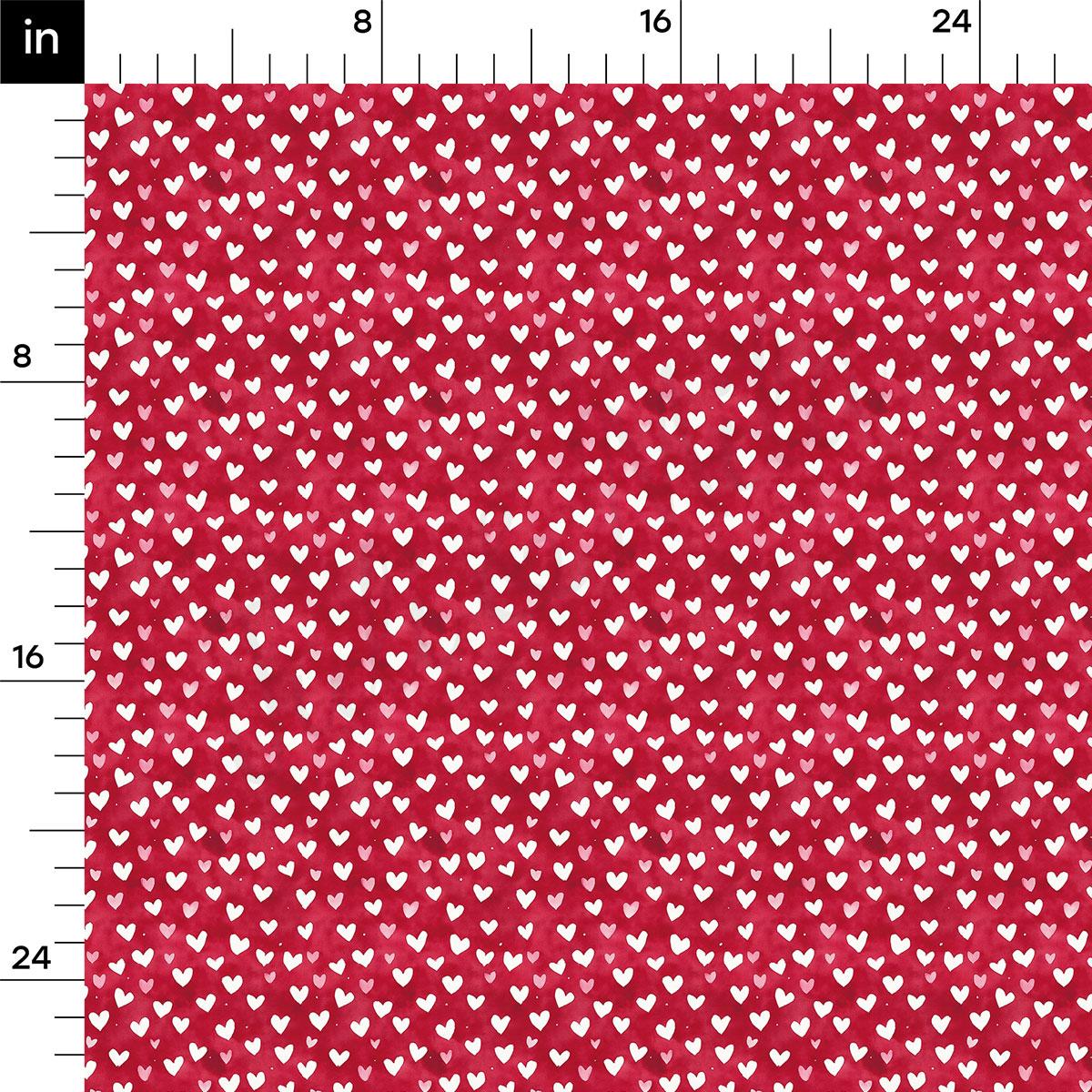 a repeating pattern of red hearts on a white background.
