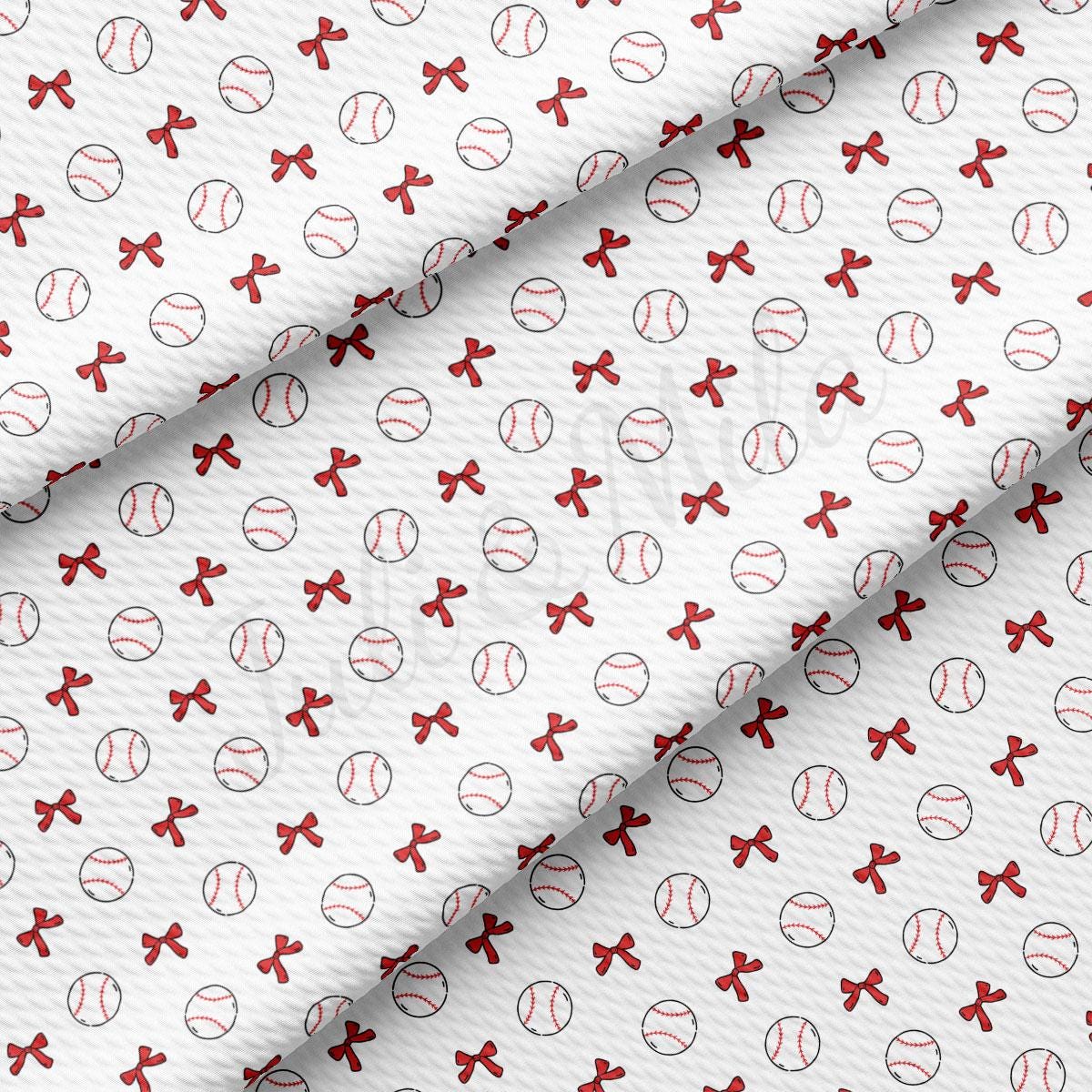 a white background with red bows and baseballs