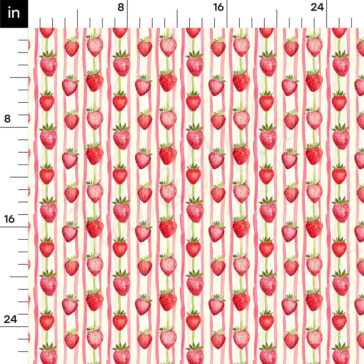 a ruler with a pattern of strawberries on it