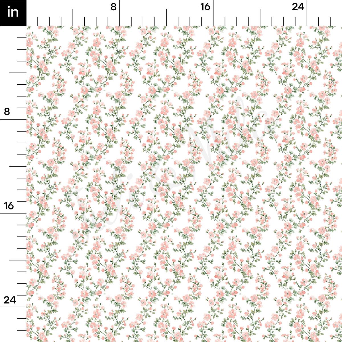 a repeating pattern of pink flowers on a white background. The pattern is composed of small, closely spaced flowers that create a visually appealing and intricate design. The image does not contain any text or other discernible objects, and the flowers are evenly distributed across the entire image, creating a sense of balance and harmony.