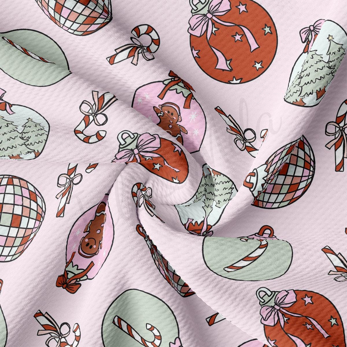 a pink background with christmas ornaments on it