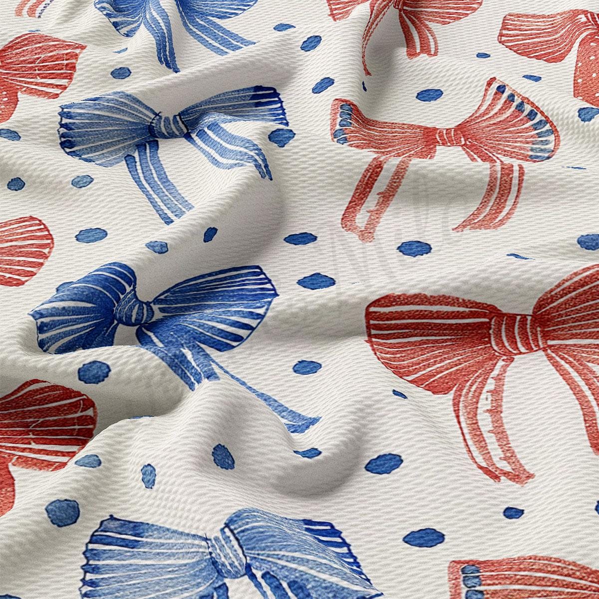a red, white, and blue pattern of fish on a white background