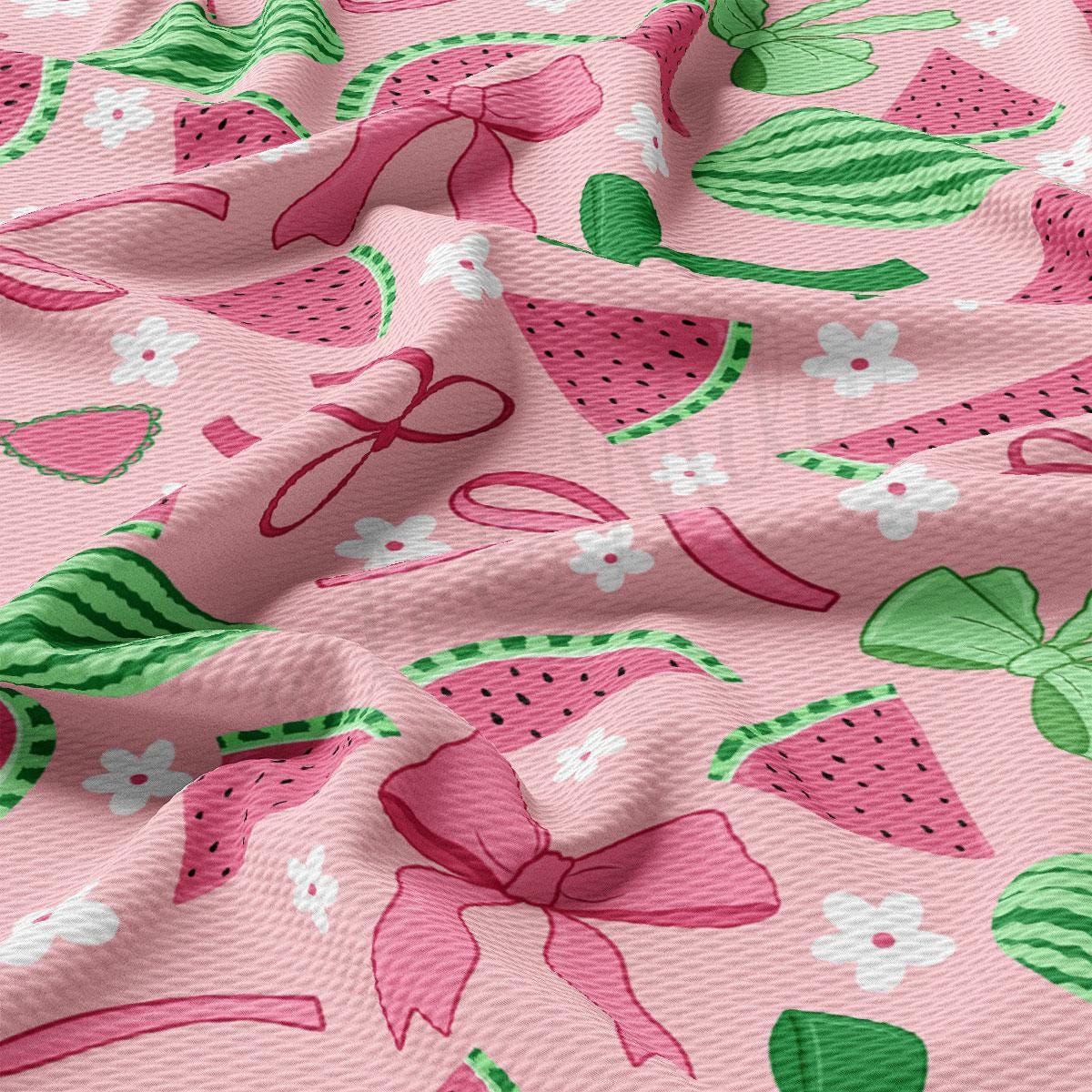 a pink background with a pattern of watermelon