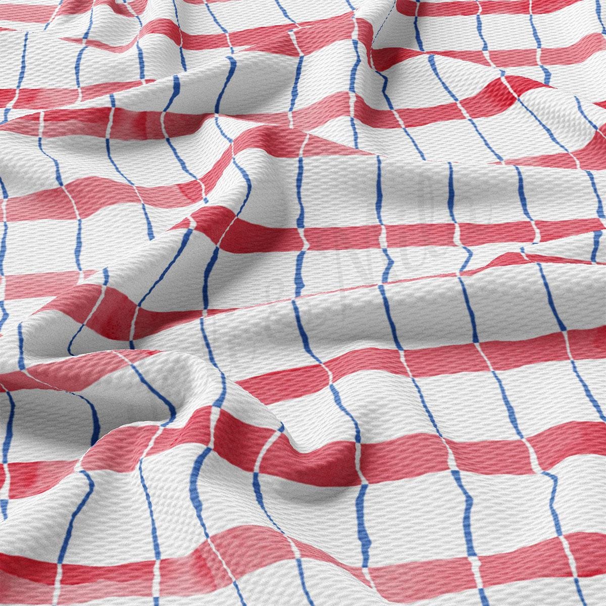a red, white, and blue checkered fabric