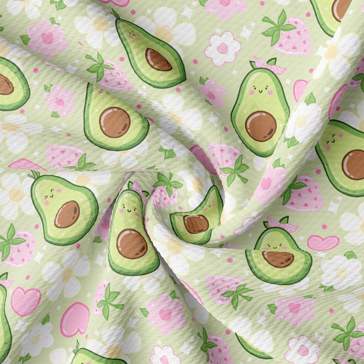 an avocado pattern on a green background