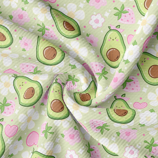 an avocado pattern on a green background