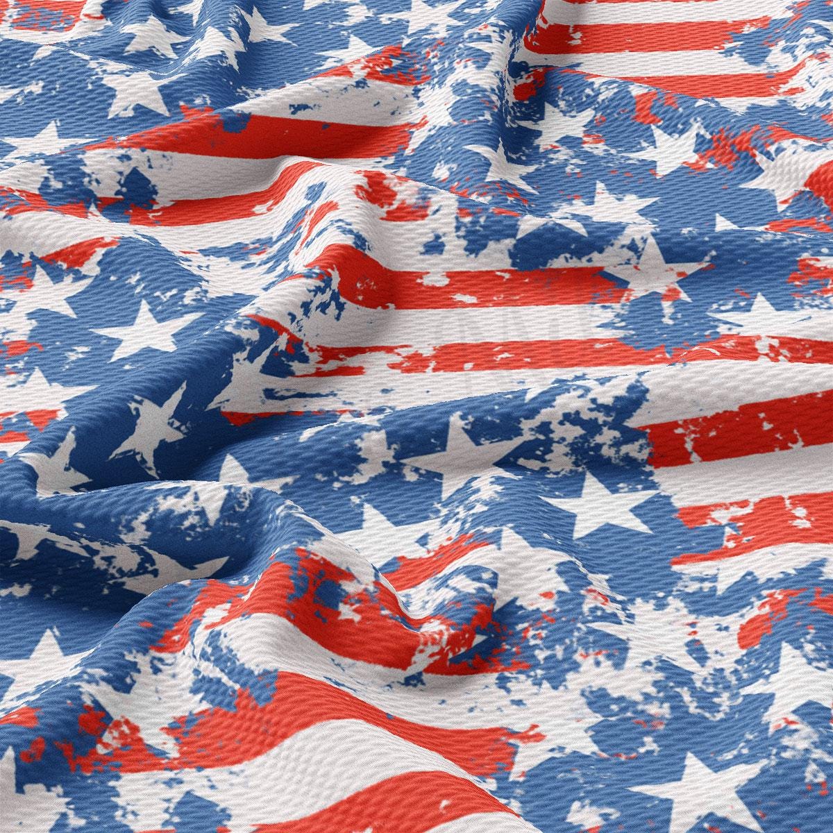a red, white and blue american flag print fabric