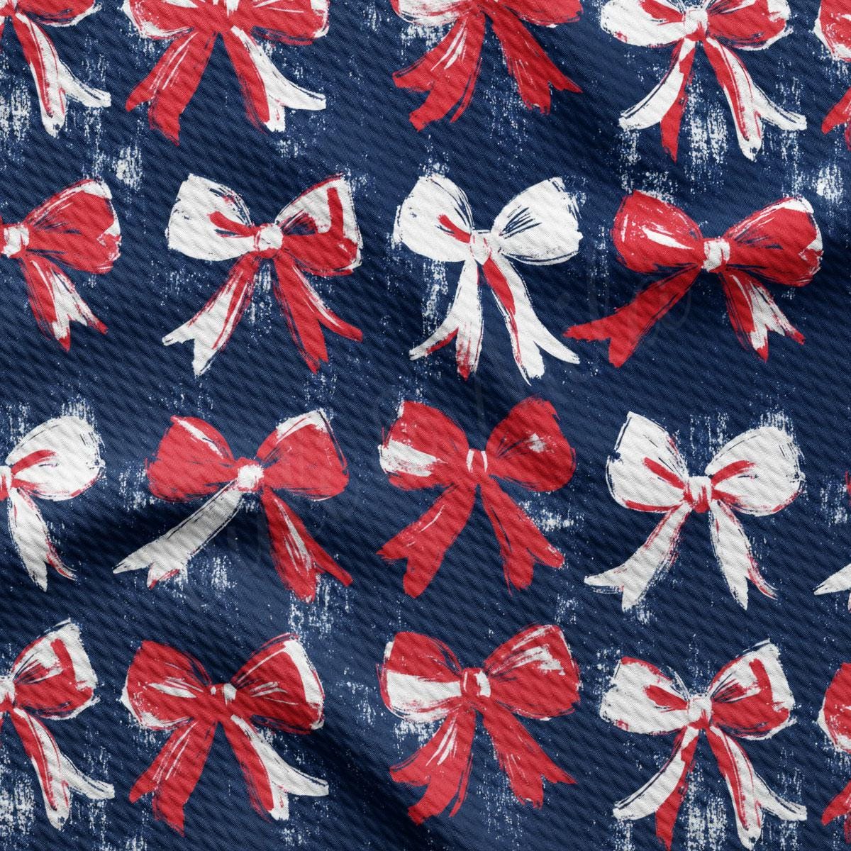 a red and white bow tie on a blue background