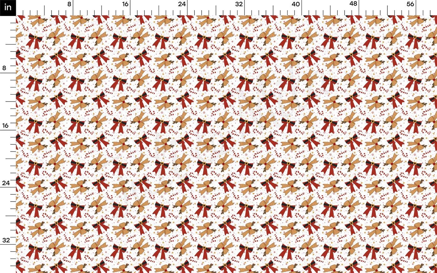 a repeating pattern of brown and red Christmas-themed bows on a white background.