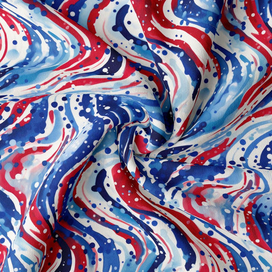 a red, white, and blue fabric with red, white, and blue swirl