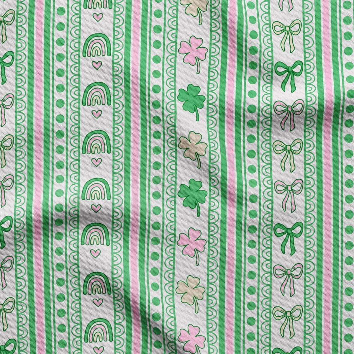 a close up of a green and white striped fabric