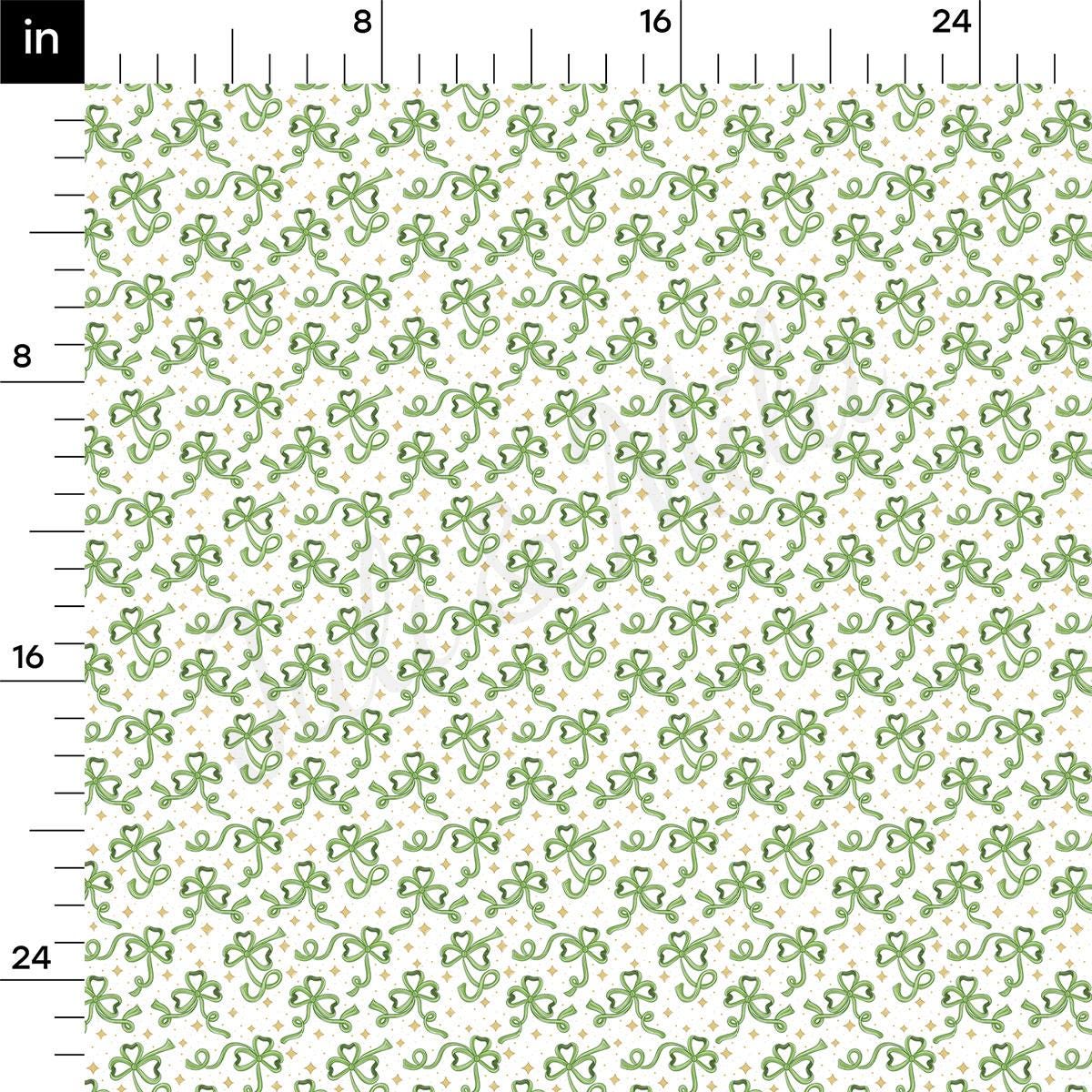 a ruler with a green and white pattern on it
