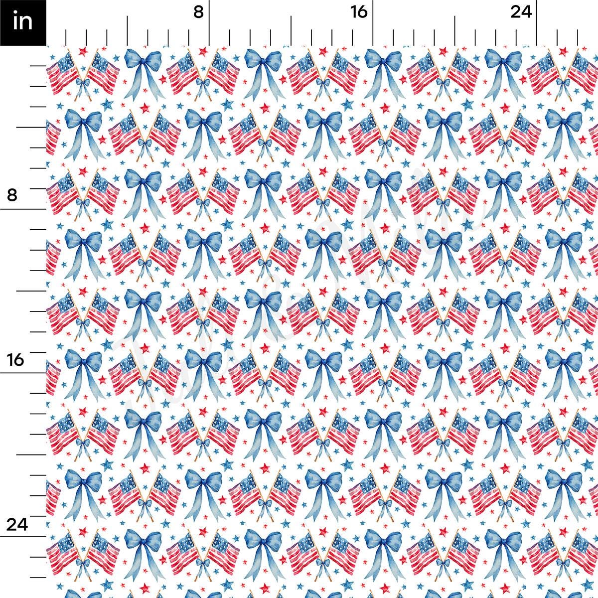 a pattern of red, white and blue bows on a white background