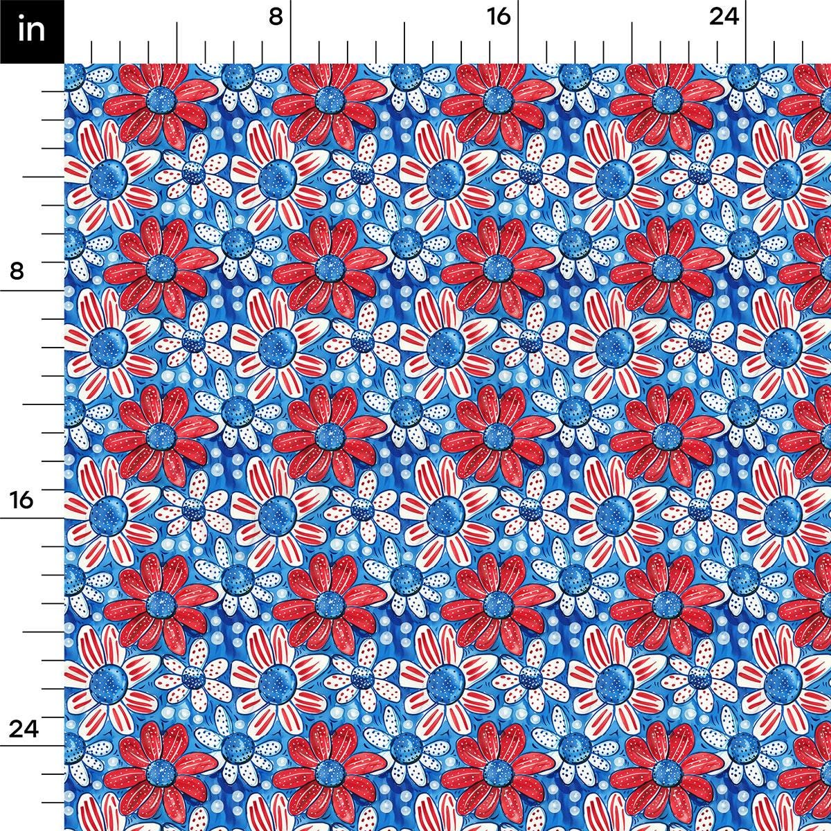 a red, white and blue flower pattern on a ruler