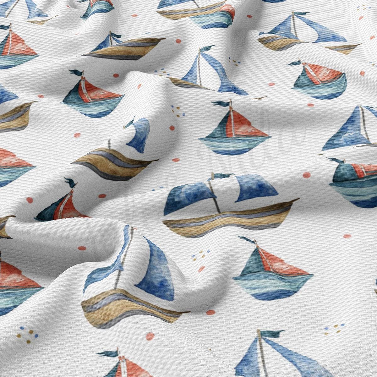 a close up of a sailboat pattern on a white background