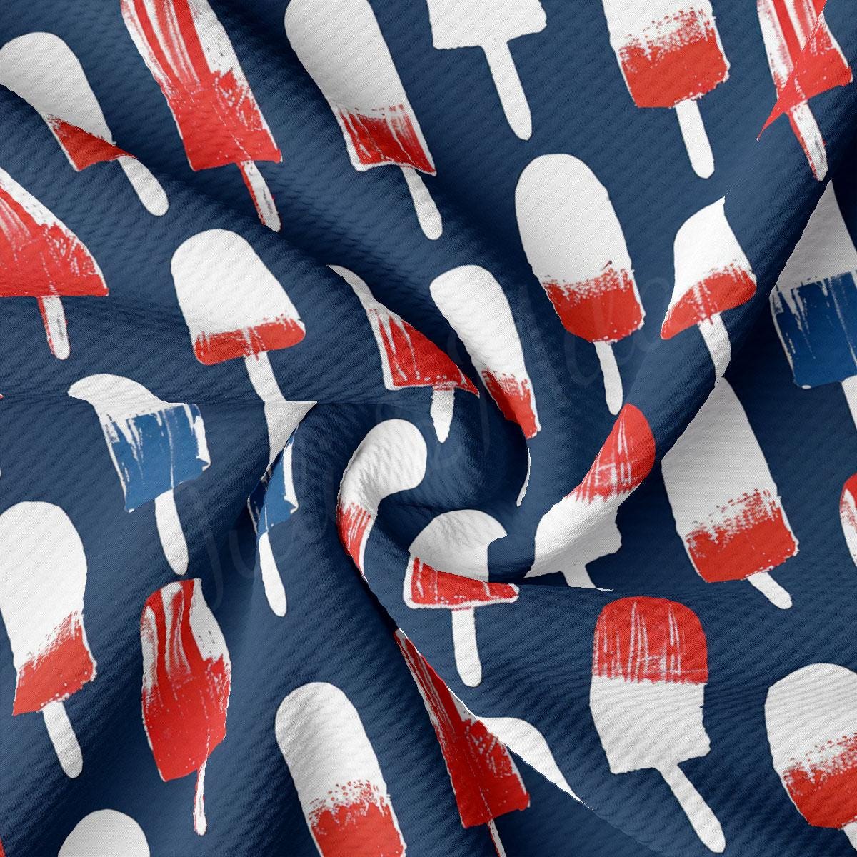 a red, white and blue pattern of ice cream
