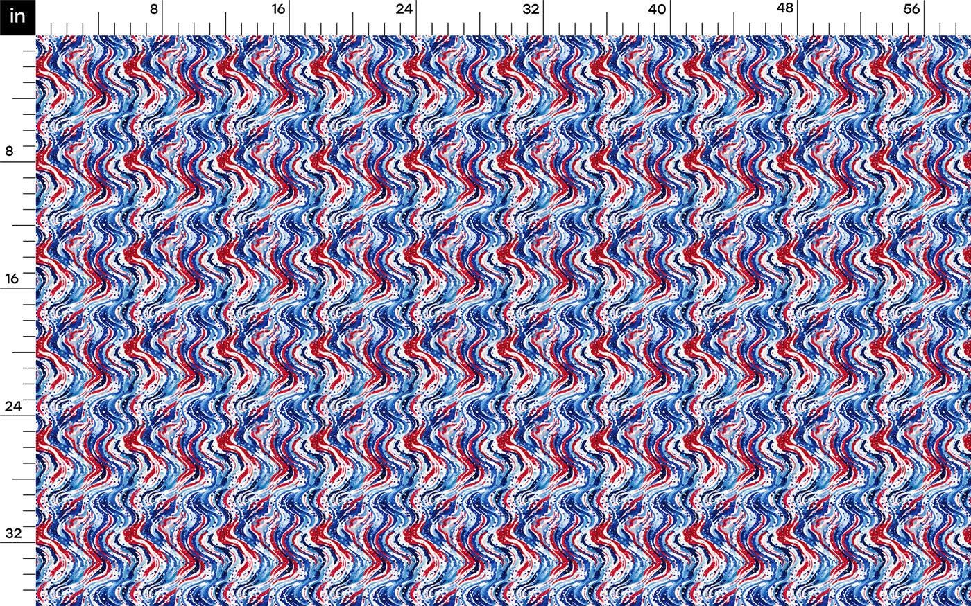 a red, white and blue wave pattern on a ruler