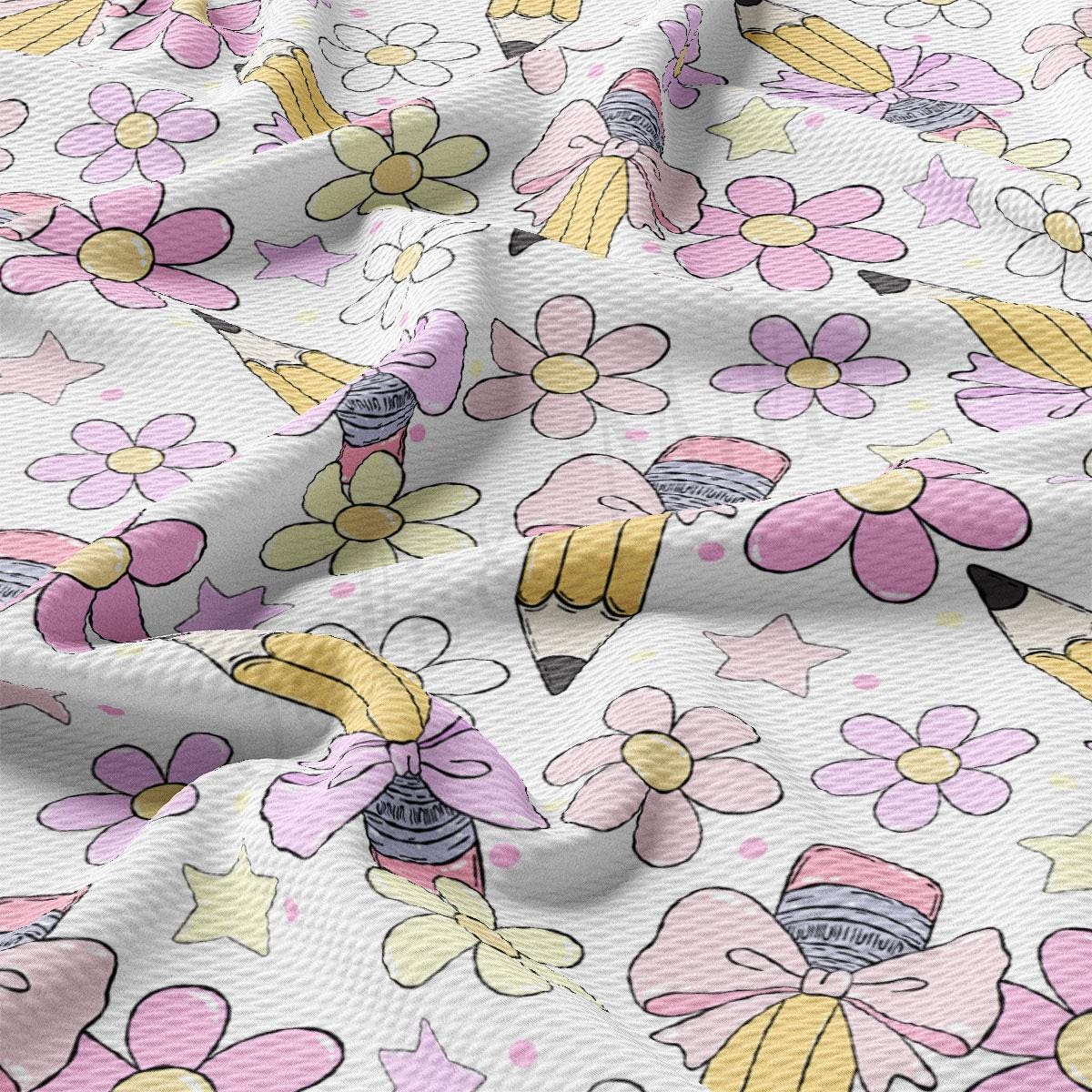 a white background with pink and yellow flowers