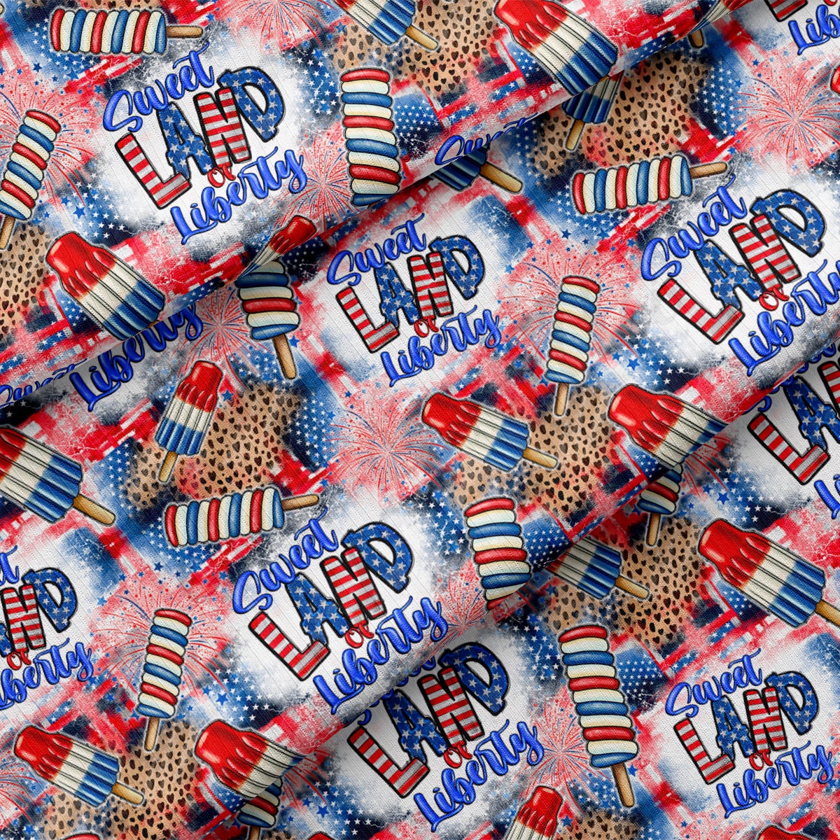 Rib Knit Fabric RBK2738 4th of July Patriotic