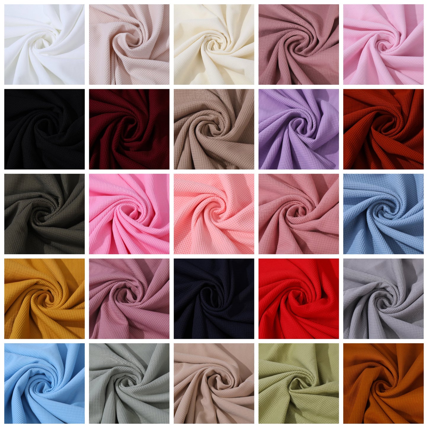 Waffle Fabric by the yard Waffle Knit Stretchy Fabric Stretchy Waffle Fabric Polyester Spandex 60 inches wide Solid Colors