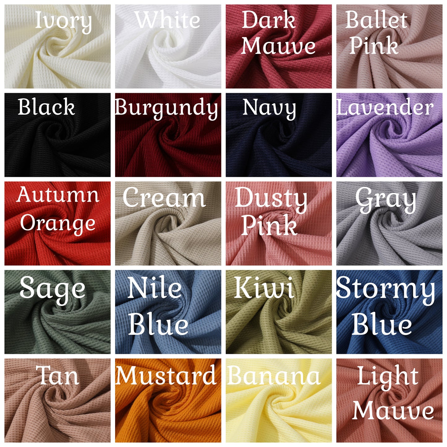 Stretchy Waffle Fabric by the yard, Waffle Knit Fabric, Stretchy Waffle Fabric, Polyester Spandex 60 inches wide Solid Colors 220GSM