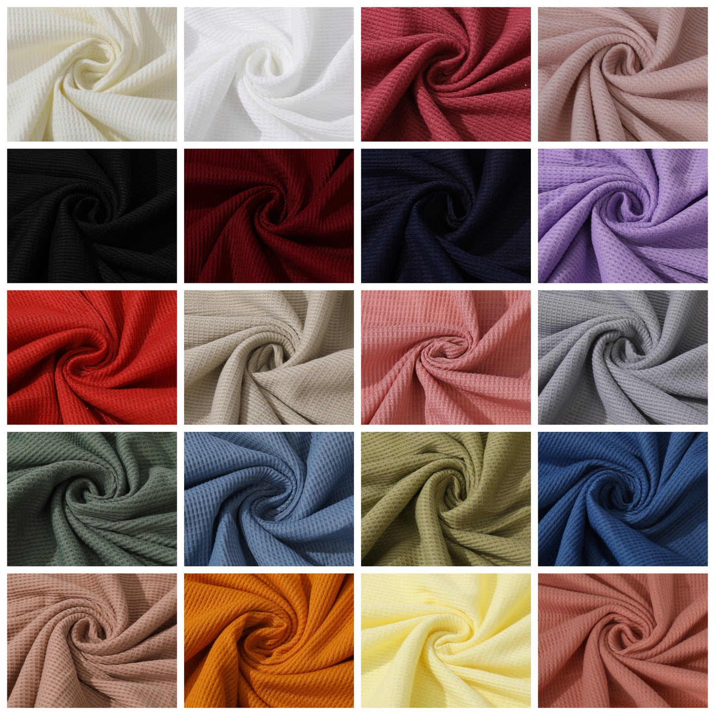 Waffle Fabric by the yard Waffle Knit Fabric Stretchy Waffle Polyester Spandex 60 inches wide Solid Colors 220GSM