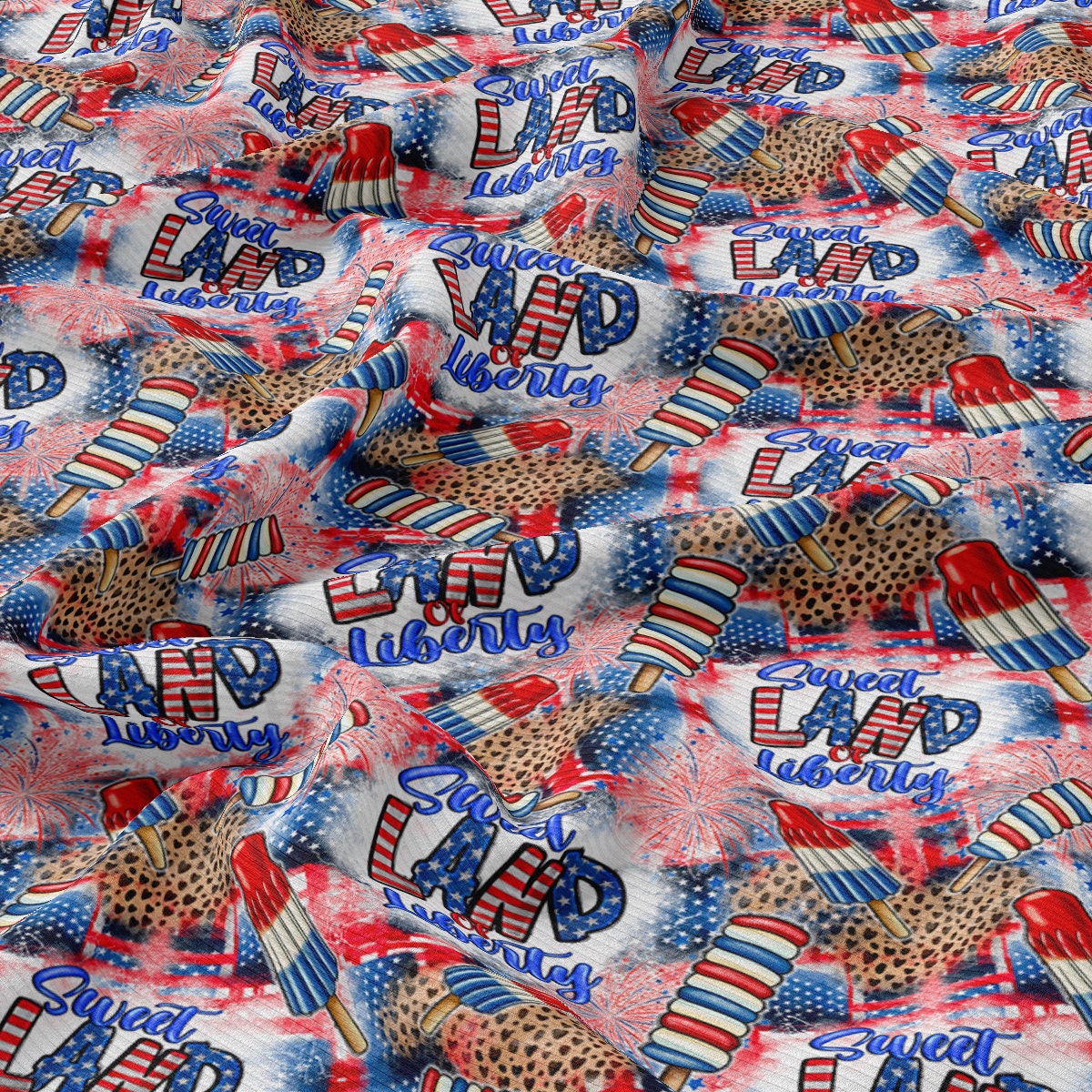 Rib Knit Fabric RBK2738 4th of July Patriotic