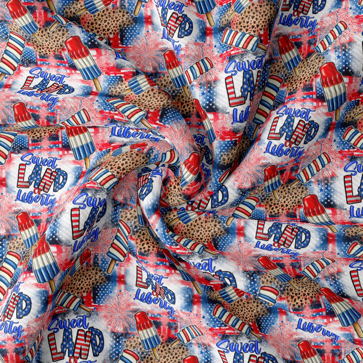 Rib Knit Fabric RBK2738 4th of July Patriotic