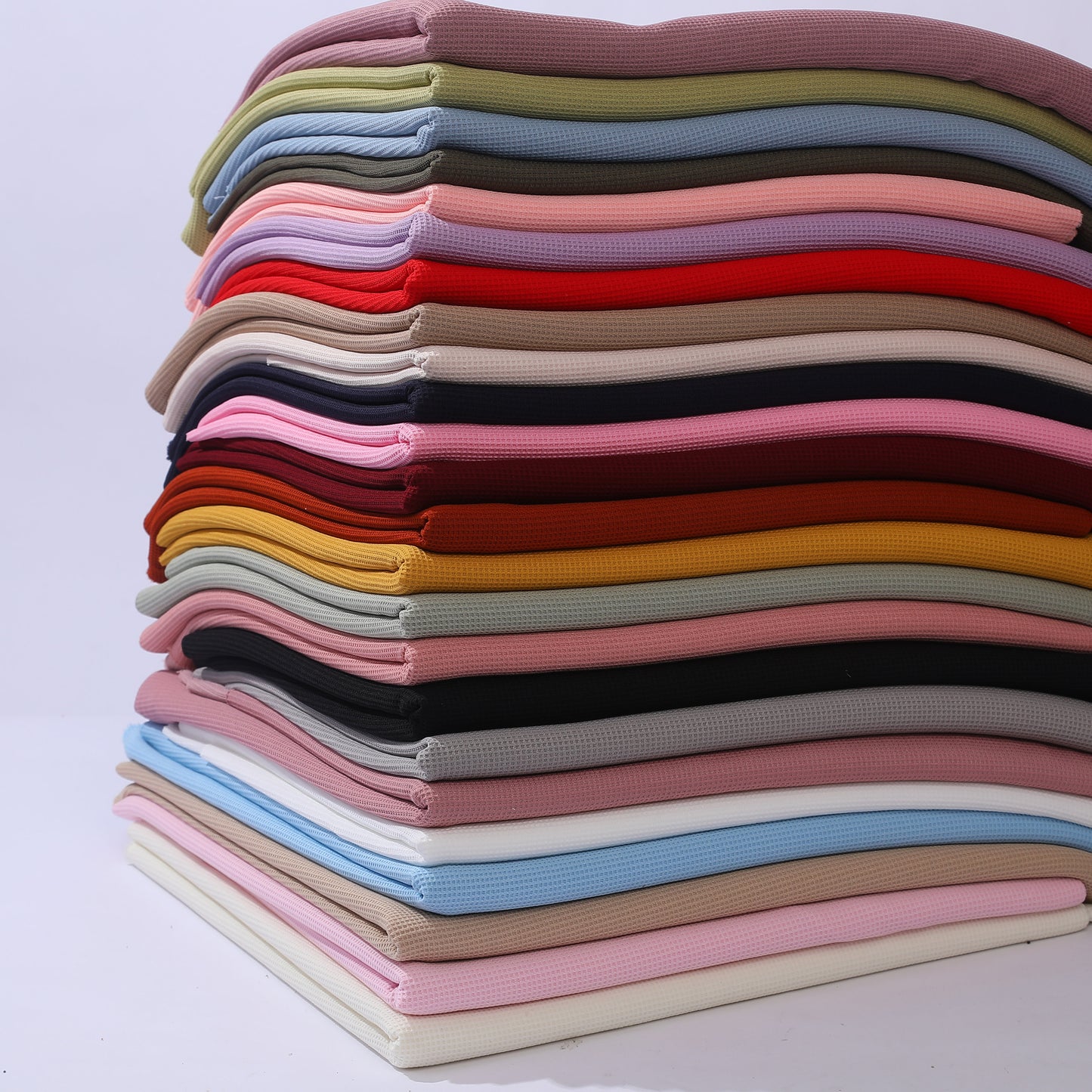 Waffle Fabric by the yard Waffle Knit Stretchy Polyester Spandex 60 inches wide Solid Colors