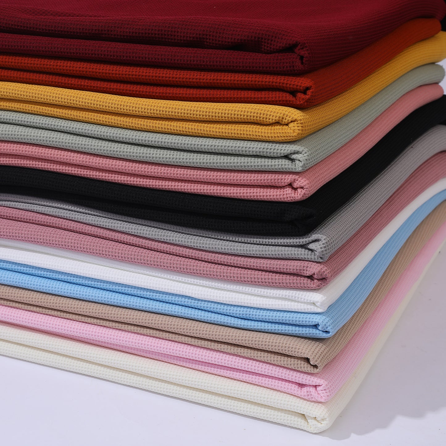 Waffle Fabric by the yard Waffle Knit Stretchy Fabric Stretchy Waffle Fabric Polyester Spandex 60 inches wide Solid Colors