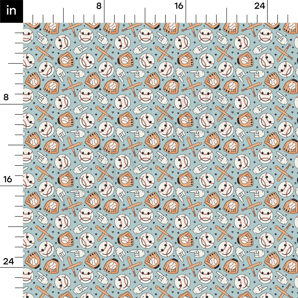 100% Cotton Fabric By the Yard Printed in USA Cotton Sateen -  Cotton  CTN1136 Baseball