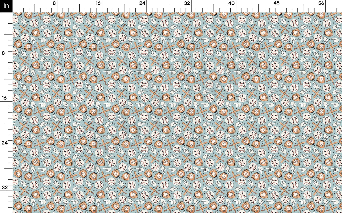 100% Cotton Fabric By the Yard Printed in USA Cotton Sateen -  Cotton  CTN1136 Baseball
