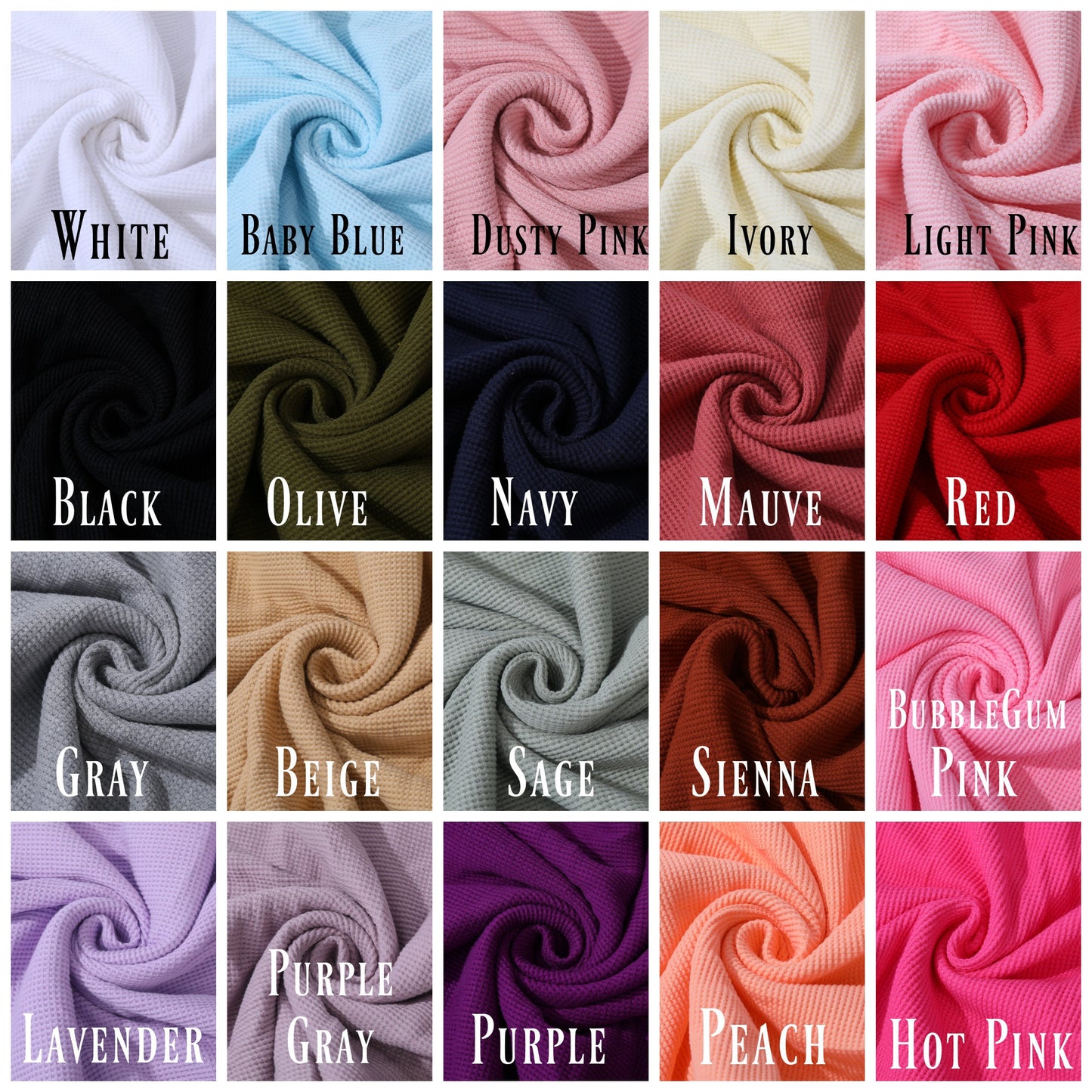 97 percent Cotton 3 percent Spandex Waffle Cotton Fabric by the yard Waffle Knit Stretchy Fabric